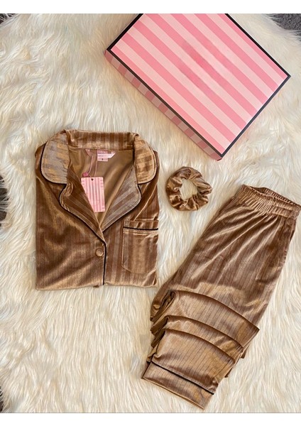 Lüks Kutulu Kadife Kadın Pijama Takımı