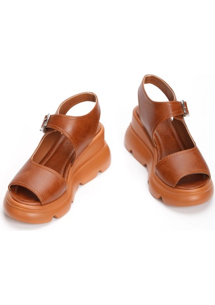 Kadın Kalın Tabanlı Sandalet Taba fiyatları