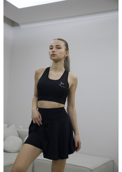 Siyah Yüksek Bel Şortlu Etek Bikini Altı Mayo Etek Kadın Mayo Esnek Kısa Etek Plaj & Spor Şort Etek fırsatları