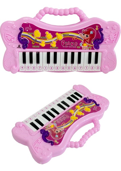 NP-150PK 24 Tuşlu Portatif Mini Oyuncak Çocuk Piyanosu Pembe