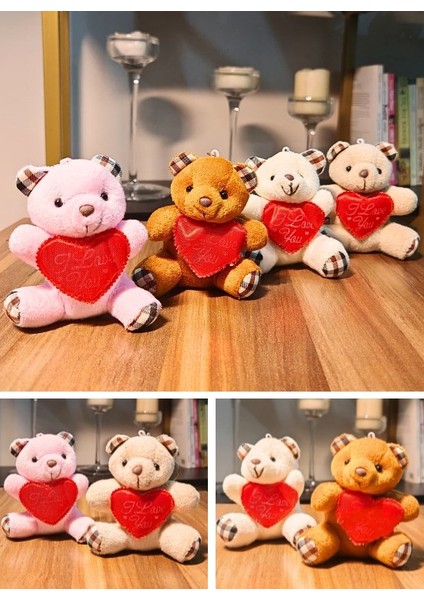 4 Adet Mini Lüx Ayıcık Kalpli Love Yazılı Hediyelik Ayıcık 11 cm x 9 cm
