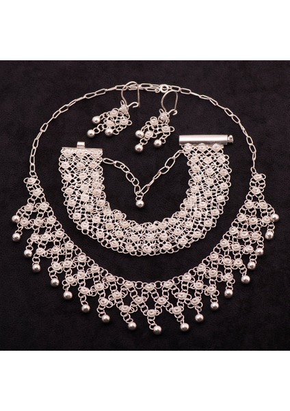 Yöresel Akıtma Kişniş Telkari Gümüş Set 1503