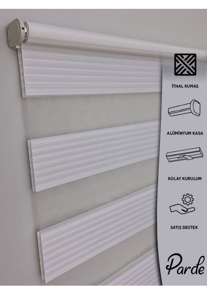 Güneş Serisi Ithal Kumaş Pliseli Beyaz Zebra Stor Perde fiyatları