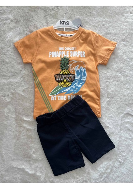 Gözlüklü Ananas Şortlu Ikili Takım