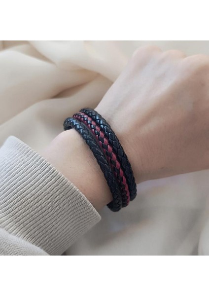 Bileklik Hakiki Deri Örgü Unisex 20 cm Bilezik Takı Aksesuar
