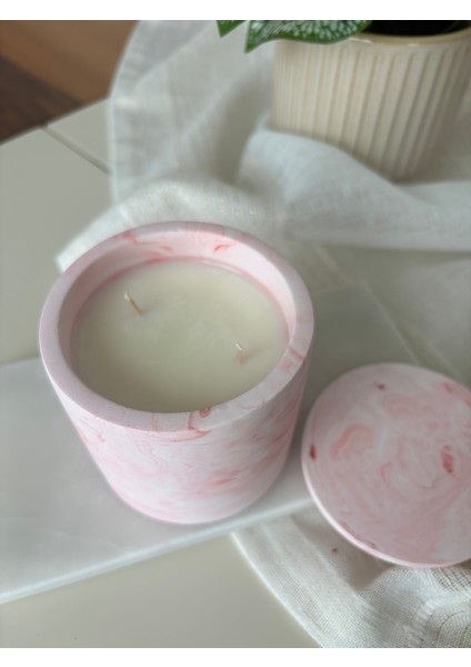 - Pembe Mermer Desenli - Beton Kapaklı - Kokulu Soya Mum / 250CC modelleri