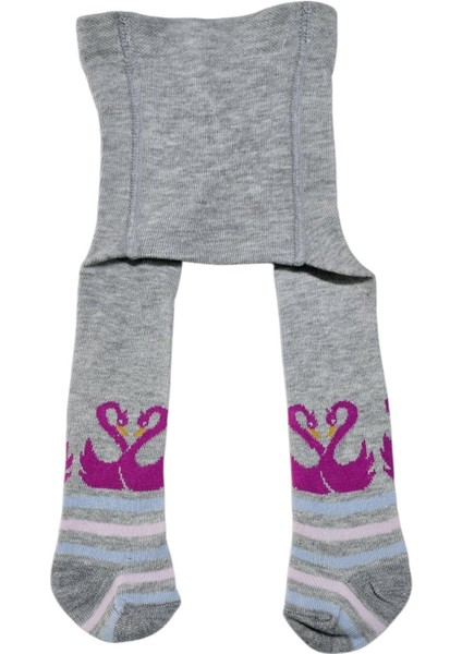 Flamingo Desenli Kız Çocuk Koton Külotlu Çorap