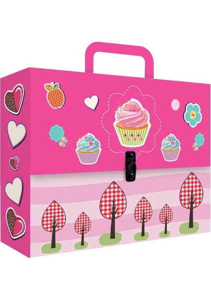 Desenli Kulplu Kutu Klasör Çanta (3200DK)