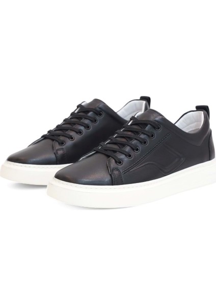 2124 Hakiki Deri Anatomik Tabanlı Ultra Hafif Erkek Sneakers Ayakkabı - NKT02124-SIYAH-BEYAZ-44 modelleri
