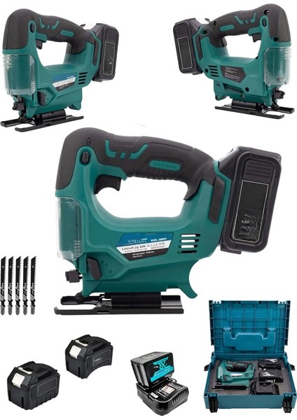 Alman 950RPM Şajlı 2 Akülü Dekupaj Testere Jig Testere Makinası Akülü Kömürsüz Bakır Motor 10