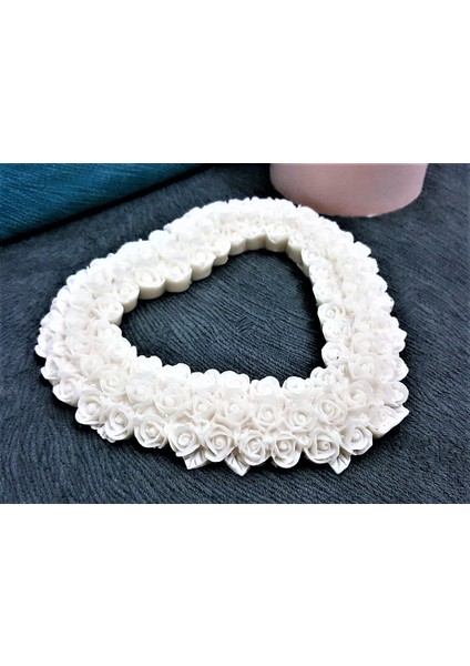 Gül Çiçekli Kalp Çerçeve 13CM Silikon Kalıp K-059