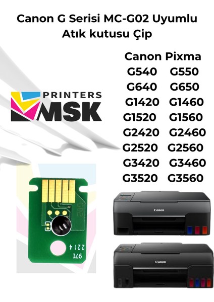 Canon G Serisi MC-G02 Uyumlu Atık Kutusu Çip
