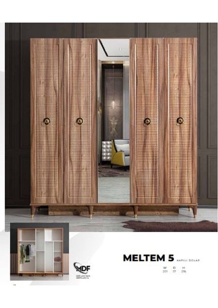 Meltem Mdf 5 Kapılı Dolap