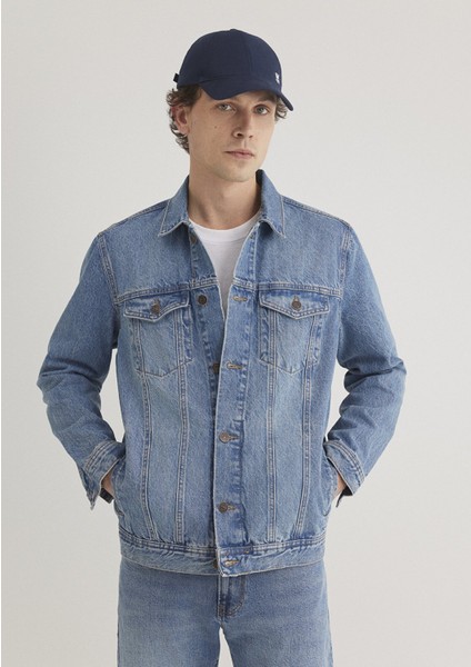 Drake Classic Denim Puslu Indigo Mavi Jean Ceket 010143-89136 fiyatları