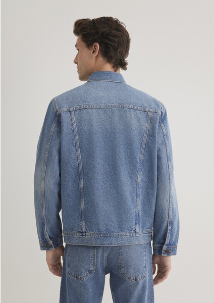 Drake Classic Denim Puslu Indigo Mavi Jean Ceket 010143-89136 fırsatları