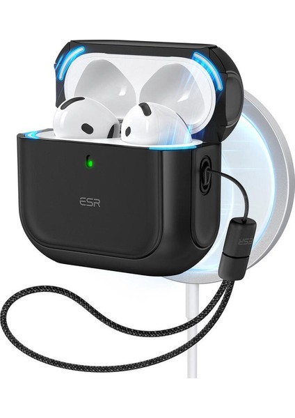 Airpods 4 Uyumlu, Halolock Orbit Hybrid Magsafe Kılıf, Siyah