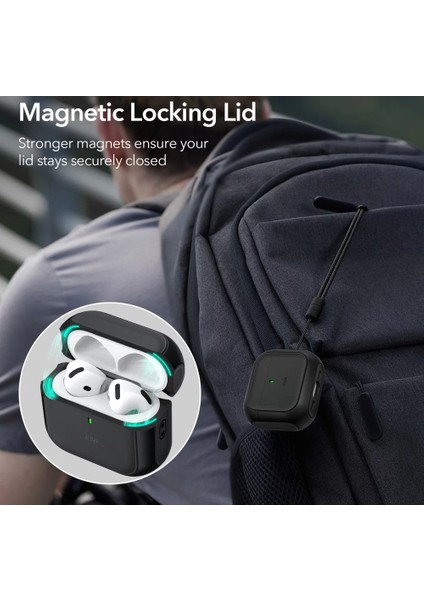 Airpods 4 Uyumlu, Halolock Orbit Hybrid Magsafe Kılıf, Siyah indirimleri