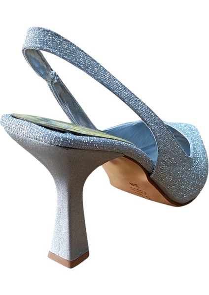 Şiko 806 Kadın Kadeh Ökçe Arka Açık Simli Stiletto Ayakkabı Gümüş Simli fiyatları