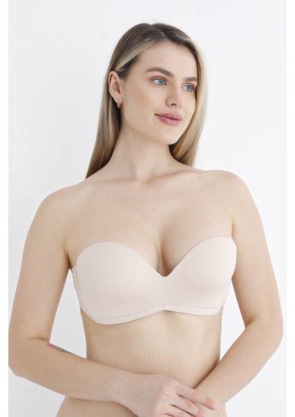 Nbb Straplez Kesim Içi Silikonlu Push-Up Balensiz Askısız Özel Günler Için Sütyen