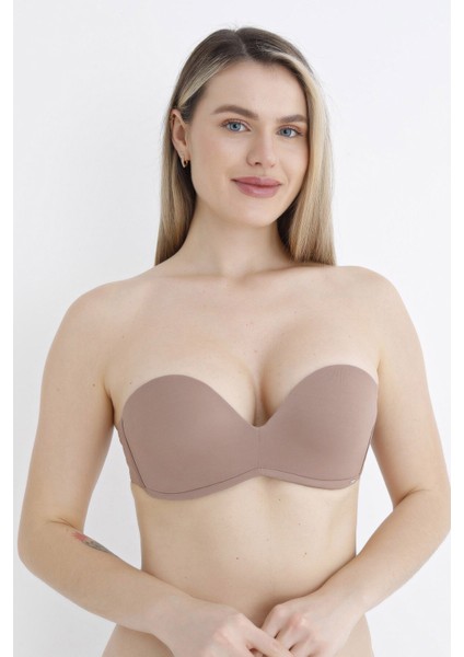 Nbb Straplez Kesim Içi Silikonlu Push-Up Balensiz Askısız Özel Günler Için Sütyen