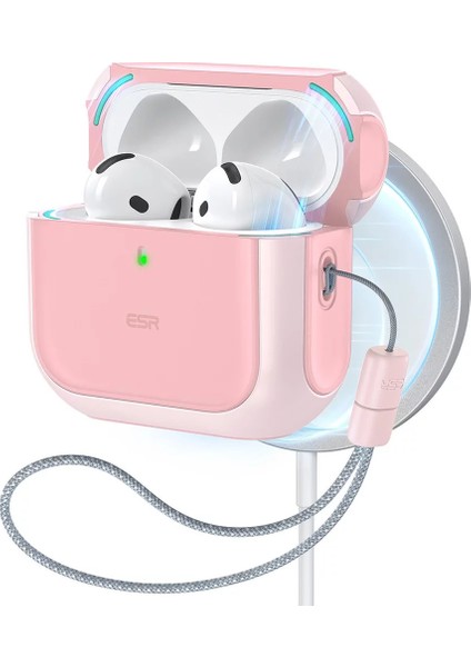 Airpods 4 Uyumlu, Halolock Orbit Hybrid Magsafe Kılıf, Pembe