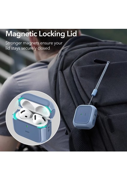 Airpods 4 Uyumlu, Halolock Orbit Hybrid Magsafe Kılıf, Mavi indirimleri