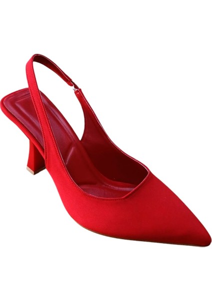 Şiko 809 Kadın Kadeh Ökçe Arka Açık Stiletto Ayakkabı Kırmızı
