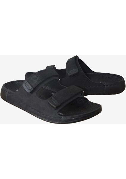 Erkek Siyah Cırtlı Çift Bantlı Anatomik Terlik modelleri