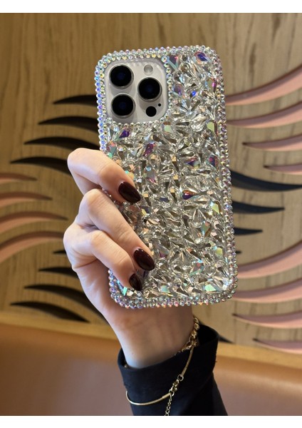 Apple iPhone 15 Pro Max Uyumlu Lüks Hologram Kristal Taşlı Kılıf