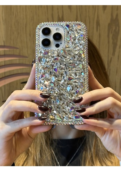 Apple iPhone 15 Pro Max Uyumlu Lüks Hologram Kristal Taşlı Kılıf