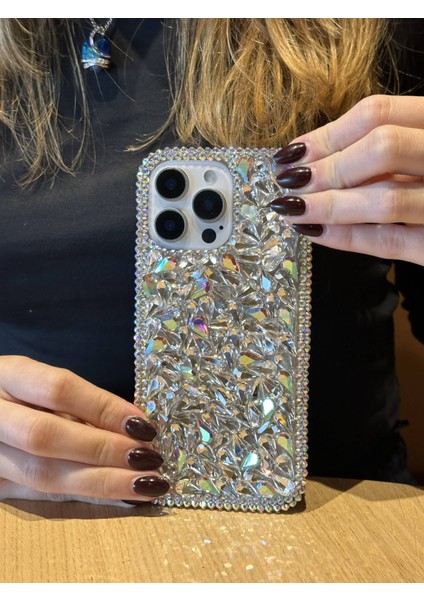 Apple iPhone 15 Pro Max Uyumlu Lüks Hologram Kristal Taşlı Kılıf