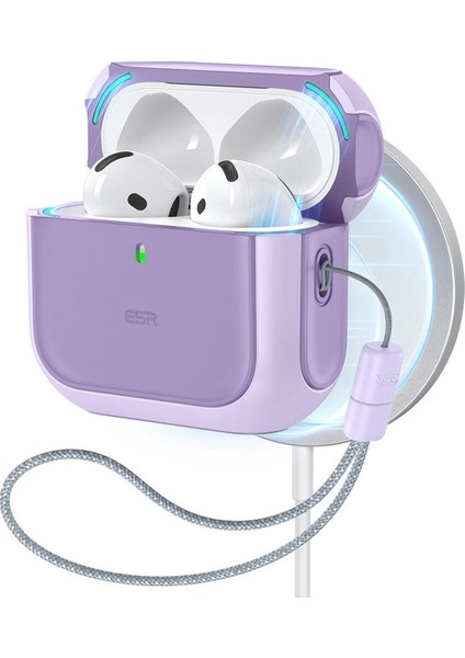 Airpods 4 Uyumlu, Halolock Orbit Hybrid Magsafe Kılıf, Mor