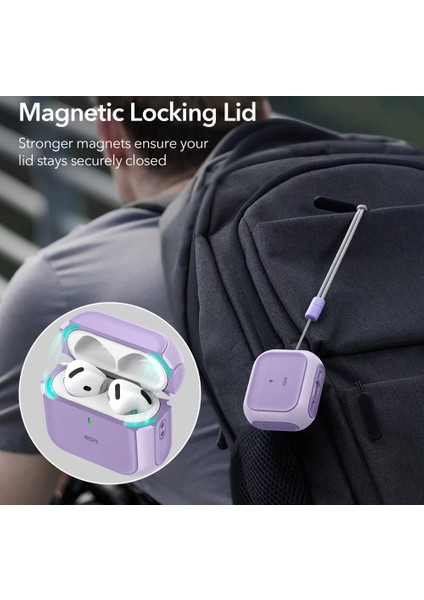 Airpods 4 Uyumlu, Halolock Orbit Hybrid Magsafe Kılıf, Mor modelleri