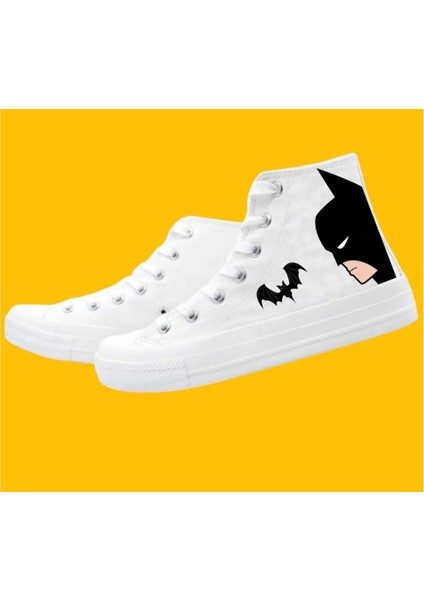 Beyaz Keten Bad Yarasa Baskılı Çocuk Spor Ayakkabı Sneaker