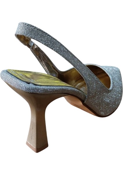 Şiko 806 Kadın Kadeh Ökçe Arka Açık Simli Stiletto Ayakkabı Altın Simli fırsatları