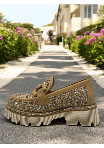 D25YA-3770 Şanel Sand Nut Kadın Loafer Deri Tam Ortopedik Casual Günlük Ayakkabı modelleri