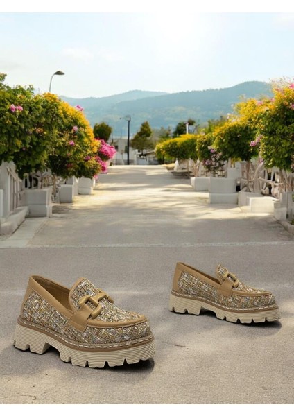 D25YA-3770 Şanel Sand Nut Kadın Loafer Deri Tam Ortopedik Casual Günlük Ayakkabı fırsatları