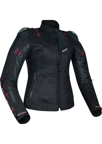 Motosiklet Kadın Montu Full Korumalı 4 Mevsim Deri ve Maxdura Kumaş Mont Black