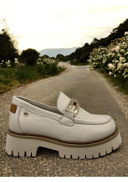 D25YA-3695 Krem Kadın Loafer Deri Tam Ortopedik Casual Günlük Ayakkabı fiyatları