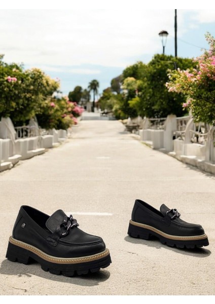 D25YA-3690 Siyah Kadın Loafer Deri Tam Ortopedik Casual Günlük Ayakkabı fırsatları
