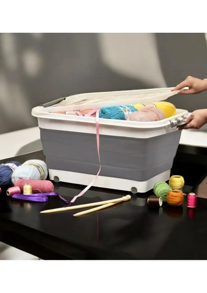 Büyük Boy Kapaklı Katlanabilir-Tekerlekli Çok Amaçlı Organizer / Çamaşır-Oyuncak Sepeti/ ( 30 Litre) fiyatları