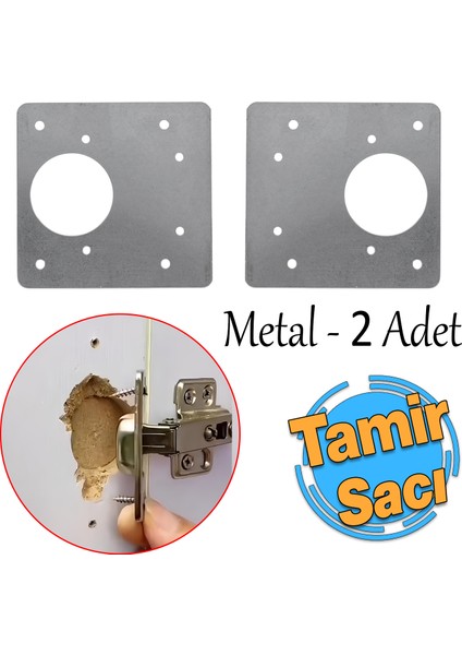 Dolap Kapak Taş Menteşe Tamir Sacı Nobel Pratik Onarım Kiti Yuva Saçı Tablası 8x8.5 cm 1 Çift