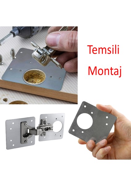 Dolap Kapak Taş Menteşe Tamir Sacı Nobel Pratik Onarım Kiti Yuva Saçı Tablası 8x8.5 cm 1 Çift