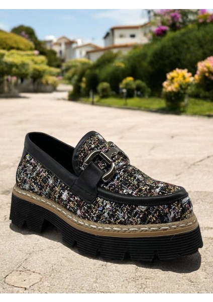 D25YA-3770 Şanel Siyah Kadın Loafer Deri Tam Ortopedik Casual Günlük Ayakkabı