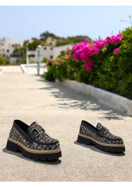 D25YA-3770 Şanel Siyah Kadın Loafer Deri Tam Ortopedik Casual Günlük Ayakkabı