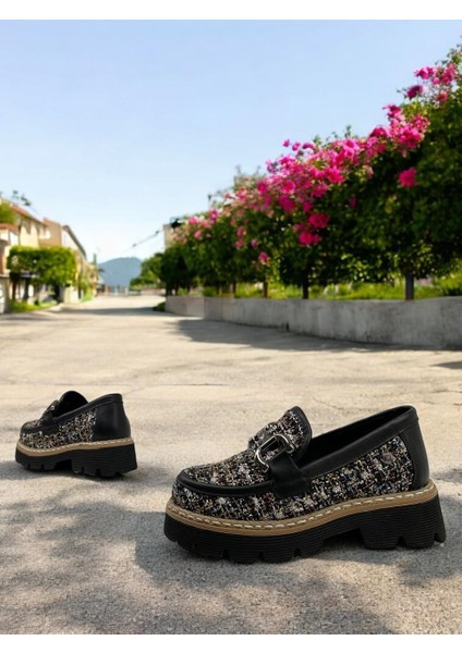D25YA-3770 Şanel Siyah Kadın Loafer Deri Tam Ortopedik Casual Günlük Ayakkabı