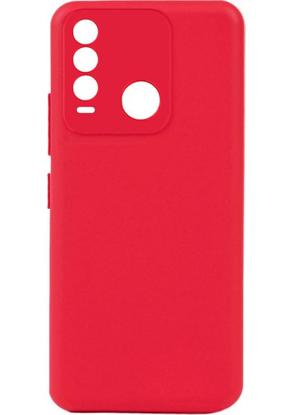 Tecno Spark 8t Kılıf Mat Esnek Biye Silikon Kılıf-Kırmızı