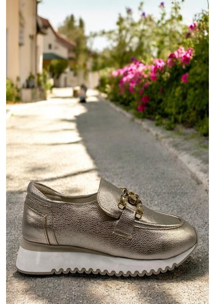 D25YA-965 Bronze Kadın Loafer Deri Tam Ortopedik Casual Günlük Ayakkabı