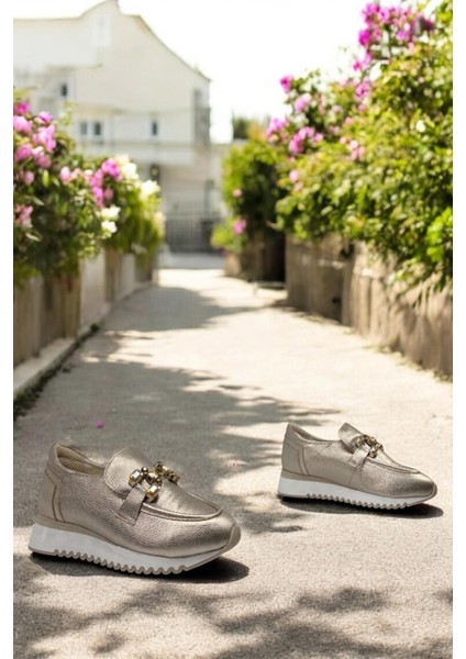 D25YA-965 Bronze Kadın Loafer Deri Tam Ortopedik Casual Günlük Ayakkabı