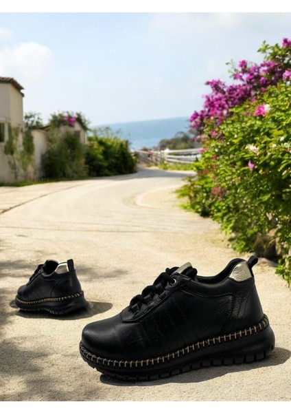 D25YA-3275 Siyah Kadın Sneaker Deri Tam Ortopedik Casual Günlük Ayakkabı indirimleri